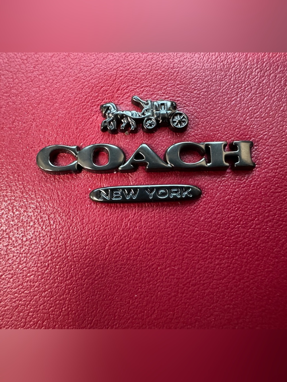 Coach Zip-Around Signature Wallet Tan & Burgundy - Picture 3 of 9